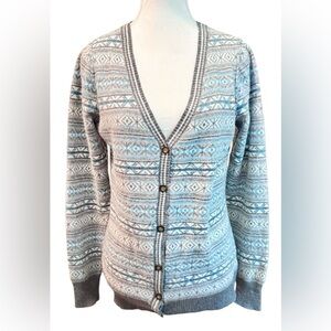 Telluride Fair Isle Lambswool Blend Sweater Cardigan (L)